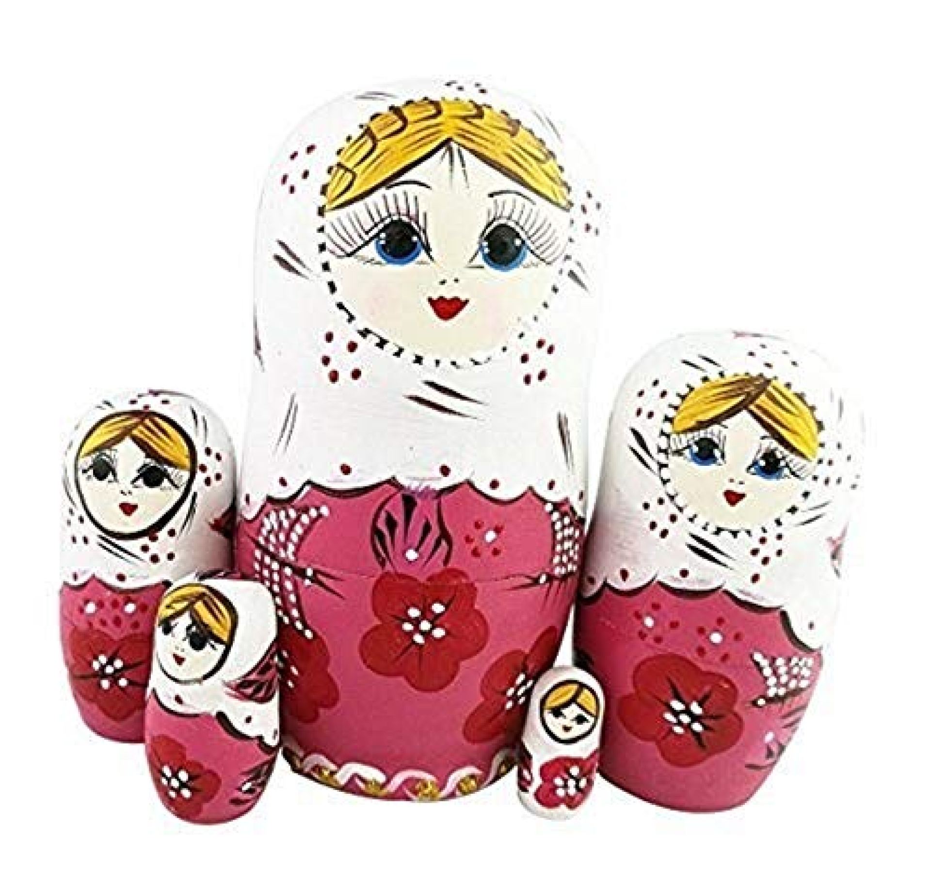 WILSEM Decorations for Home Russian Nesting Dolls Wooden Stacking Toy Handmade Set Of 5 Rustic Style WILSEM Decorations for Home Russian Nesting Dolls Wooden Stacking Toy Handmade Set Of 5 Rustic Style