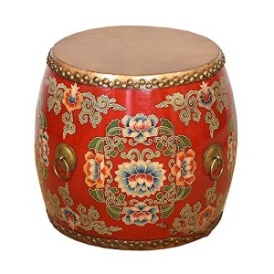 KAFELE Solid Wood Cowhide Shoe Changing Stool, Painted Coffee Table Stool, Guzheng Stool, Drum Stool