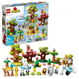 LEGO DUPLO Wild Animals of The World Toy 10975, with 22 Animal Figures, Sounds and World Map