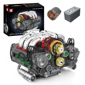 Mould King 10181 Technik Flat Motor Eight-Cylinder Inline Petrol Engine Block Kit, 2375 Pieces