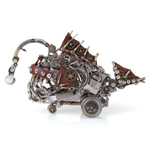3D Metal Puzzle Model Kits, Mechanical Anglefish, 3D Metal Laser Cut Puzzle 3D Steampunk Metal