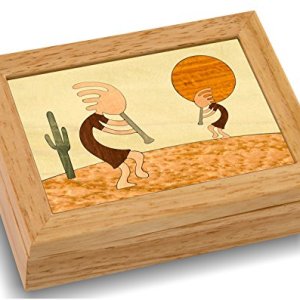 MarqART Kokopelli Wood Art Trinket, Jewelry Small Box & Gift – Handmade USA – Unmatched Quality –