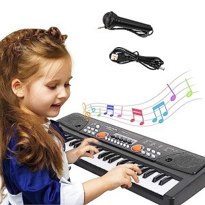 m zimoon Kids Keyboard Piano, 49 Keys Electronic Piano with Microphone Portable Music Keyboard Music