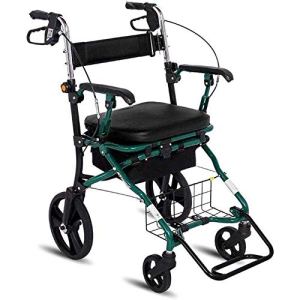Leunlee Wheel Rollator, Folding Mobility Walking Aid,Height Adjustable Seat with Seat And Lower Side