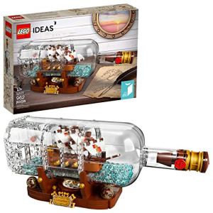 LEGO Ideas Ship in a Bottle 21313 Expert Building Kit, Snap Together Model Ship, Collectible Display