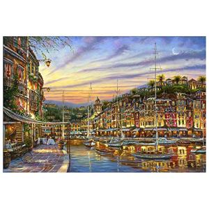 FFYUGO Adult Wooden Puzzles, Harbor at Night, Bustling Dreams 520,1000,1500,2000,3000,3700,5000,5700