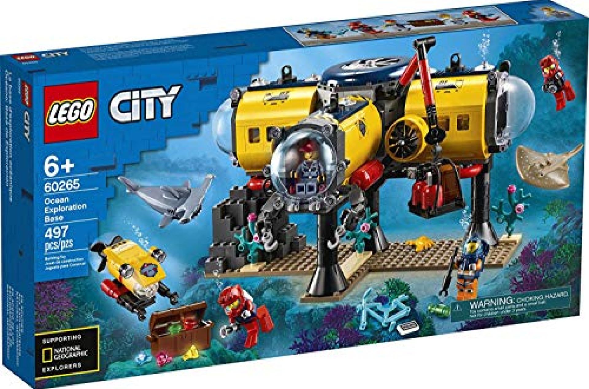 LEGO City Ocean Exploration Base Playset 60265, with Submarine, Underwater Drone, Diver, Sub Pilot, LEGO City Ocean Exploration Base Playset 60265, with Submarine, Underwater Drone, Diver, Sub Pilot,