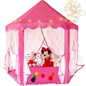 KingBee Princess Play Tent, Surprise 1st Gifts for Girls Toddlers 3 4 5 6 Years Old, Indoor Outdoor