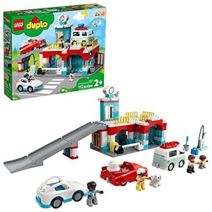 LEGO DUPLO Parking Garage and Car Wash Set 10948, Learning Toy for Toddlers with Garage, Gas Station