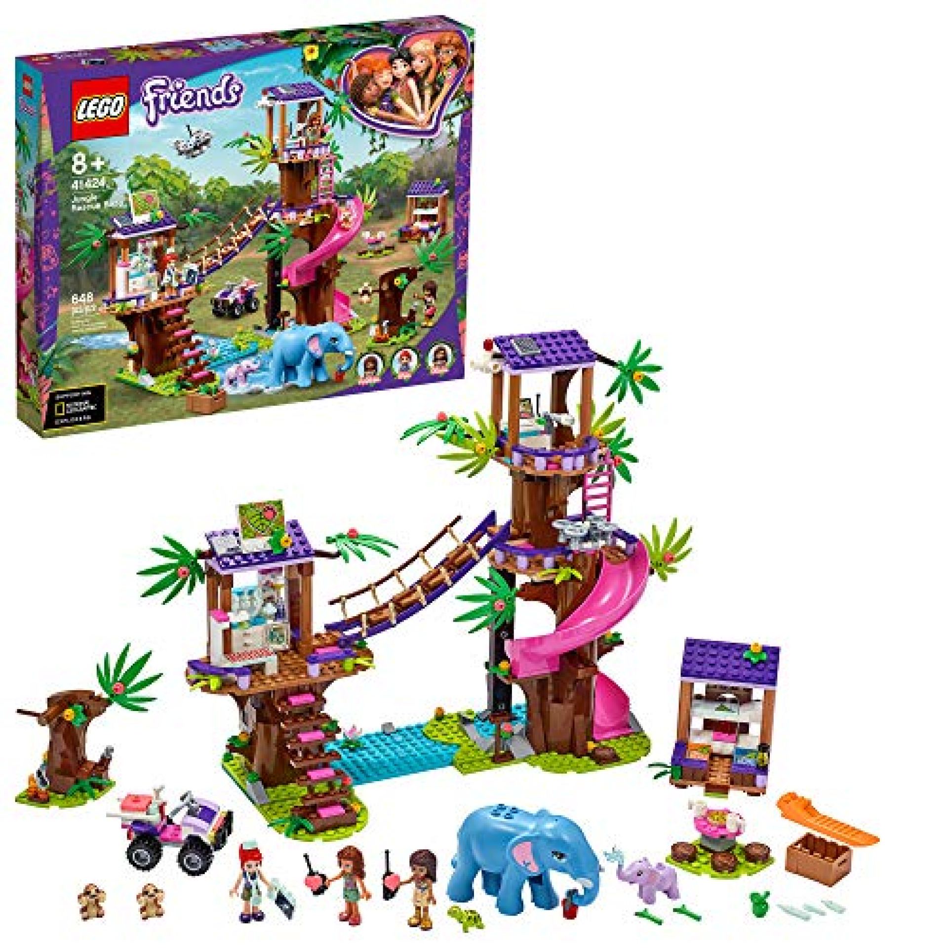LEGO Friends Jungle Rescue Base 41424 Building Toy for Kids, Animal Rescue Kit That Includes a LEGO Friends Jungle Rescue Base 41424 Building Toy for Kids, Animal Rescue Kit That Includes a