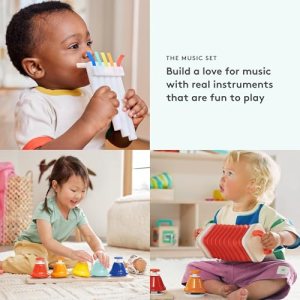 Lovevery | The Music Set | 6 Musical Instruments and Rhythm & Songs Book, Preschool Education and