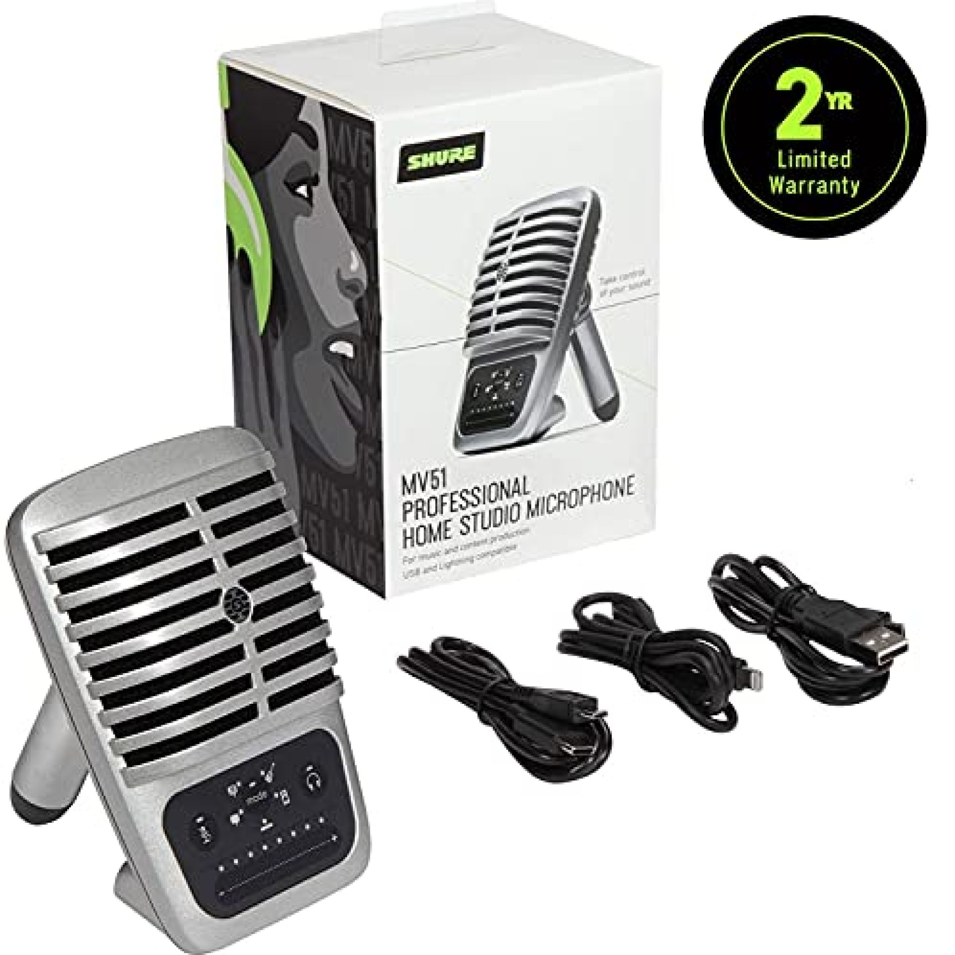 Shure MV51, Digital Large-Diaphragm Condenser Microphone, Studio Quality Recording, iOS & Android Shure MV51, Digital Large-Diaphragm Condenser Microphone, Studio Quality Recording, iOS & Android