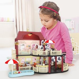 LANGWEI Dollhouse Kit, DIY Princess Castle Luxury Villa Doll House Toys, Creative Mini House