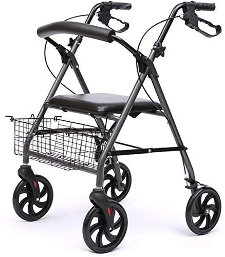 Walker Indoor Adult Aluminium Four Wheeled Rollator Walking Aid,Seat & Shopping Basket, Adjustable Walker Indoor Adult Aluminium Four Wheeled Rollator Walking Aid,Seat & Shopping Basket, Adjustable
