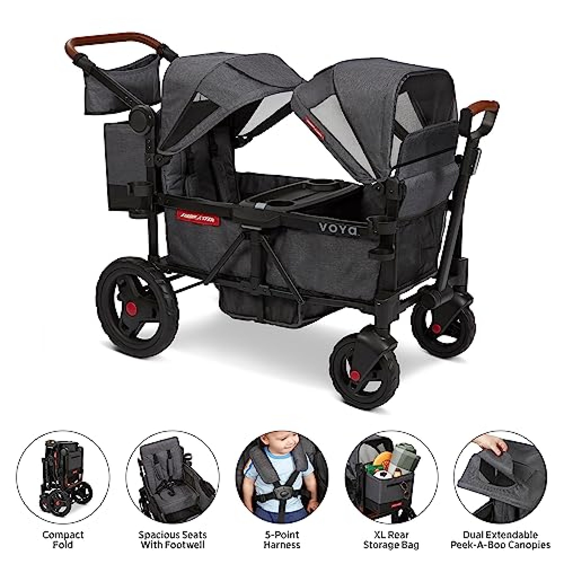 Radio Flyer Voya Stroller Wagon, Double Stroller, 2 High Face-to-Face Seats, Adjustable Radio Flyer Voya Stroller Wagon, Double Stroller, 2 High Face-to-Face Seats, Adjustable