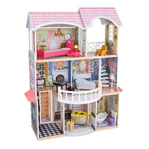 KidKraft 65839 Magnolia Mansion Wooden Dolls House with Furniture and Accessories Included, 3 Storey