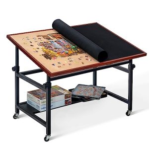 Lavievert Jigsaw Puzzle Table with Cover, Angle & Height Adjustable Puzzle Board Easel with Open