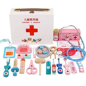JW-YZWJ Children’s Simulation Toy Doctor and Nurse Injection Medicine Box Wooden Box Early Education