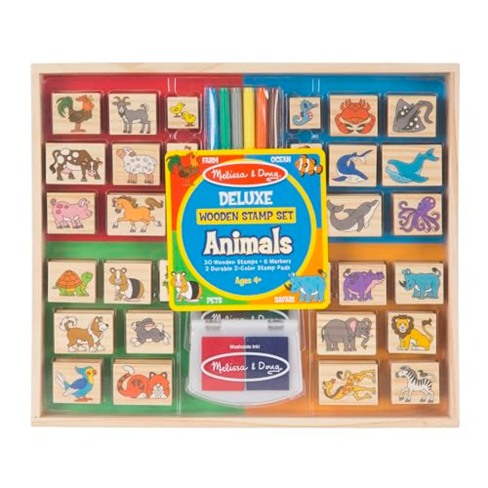 Melissa & Doug Deluxe Wooden Stamp Set: Animals – 30 Stamps, 6 Markers, 2 Pads Melissa & Doug Deluxe Wooden Stamp Set: Animals – 30 Stamps, 6 Markers, 2 Pads