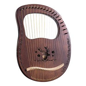 Lyre Harp,19 Wooden String Harp Mahogany Lyre Harp With Tuning Wrench And Extra Strings For Music
