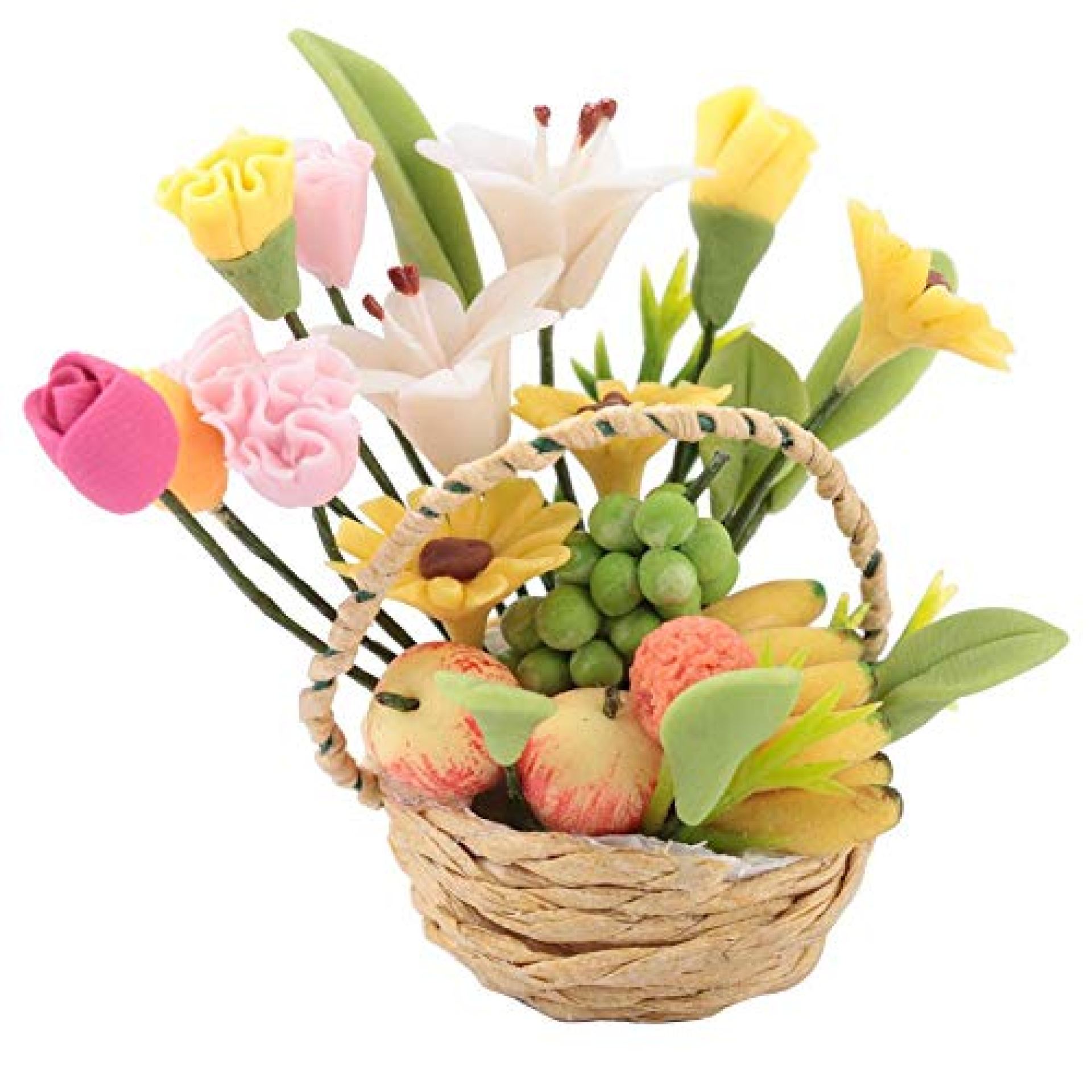 1:12 Dollhouse Miniature Flower Fruit Basket Simulation Mini Handcrafted Baskets Doll Houses 1:12 Dollhouse Miniature Flower Fruit Basket Simulation Mini Handcrafted Baskets Doll Houses