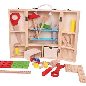 JW-MZPT Wooden Simulation Repair Box, Boy Toolbox Toy, Multifunctional Disassembly And Repair Tool