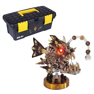 3D Metal Puzzle Model Kits, Lantern Fish, 3D Metal Laser Cut Puzzle 3D Steampunk Metal with Colorful