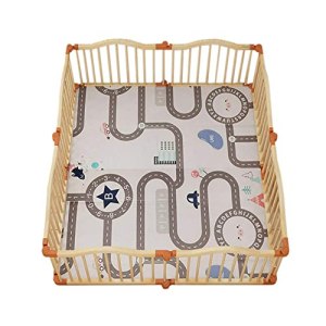 Protection Playpen Foldable Baby Wooden with Mat – Extra Large Kids Activity Centre Safety Play Yard