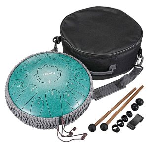 LEKATO 15 Notes 13 Inch C-Key Handpan Tongue Drum, Steel Drum Percussion Instrument for Healing