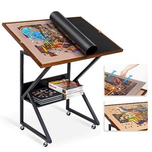 Lavievert Jigsaw Puzzle Table with Cover and Angle & Height Adjustment, Detachable Double-Sided