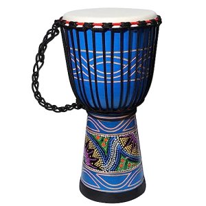 LIEKE Djembe African Drum 10” x 20” Mahogany Goatskin Drumhead Hand-painted Pattern Hand Drum for