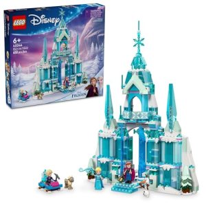 LEGO Disney Frozen Elsa’s Ice Palace Building Set for Kids, Princess Castle with Anna and Elsa