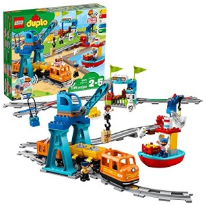 LEGO DUPLO Town Cargo Train Set – Push & Go Motor Train Toy for Toddlers – Preschool Learning Toy
