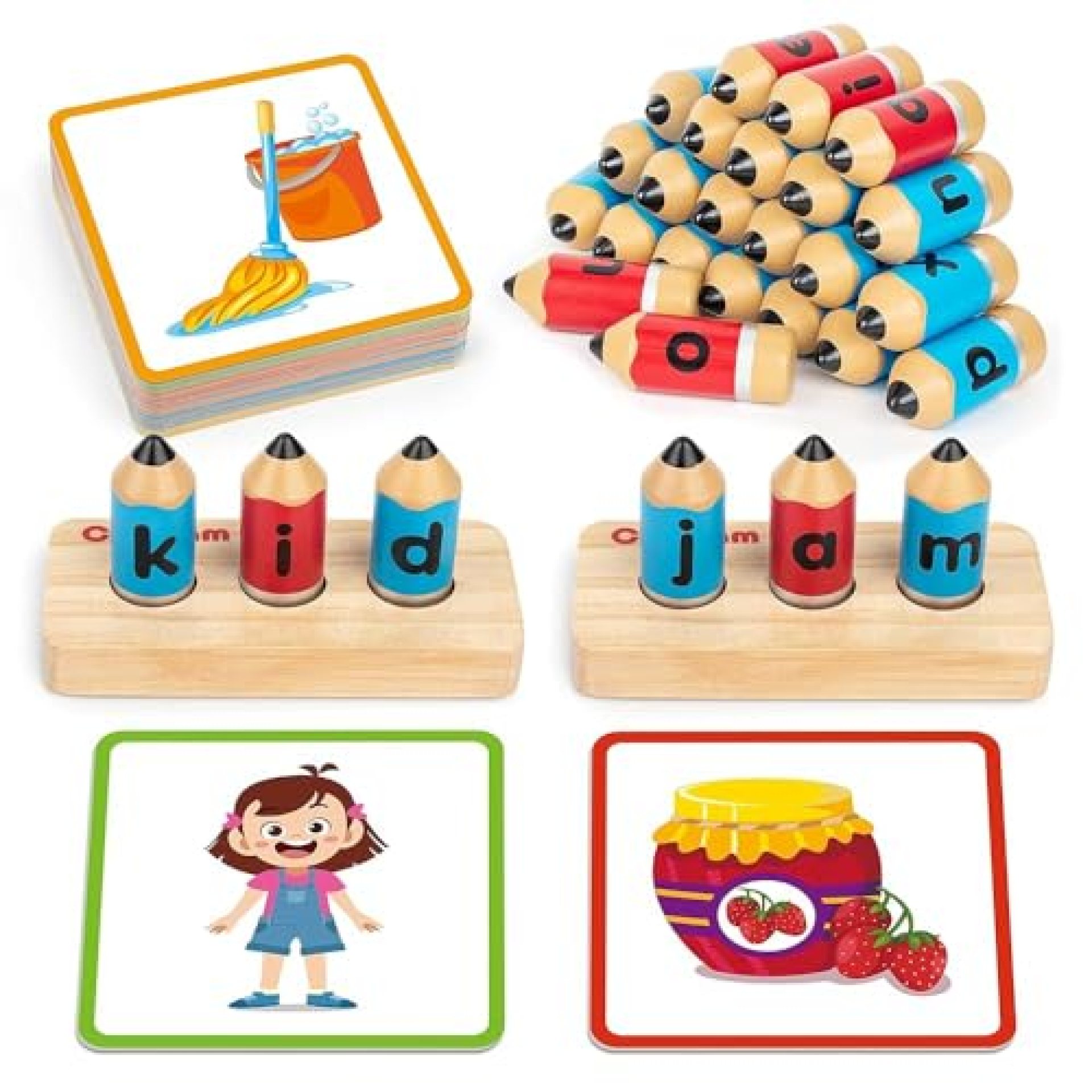 Coogam Wooden Short Vowel Spelling Games, Learn to Spell CVC Sight Words Educational Flashcards Fine Coogam Wooden Short Vowel Spelling Games, Learn to Spell CVC Sight Words Educational Flashcards Fine