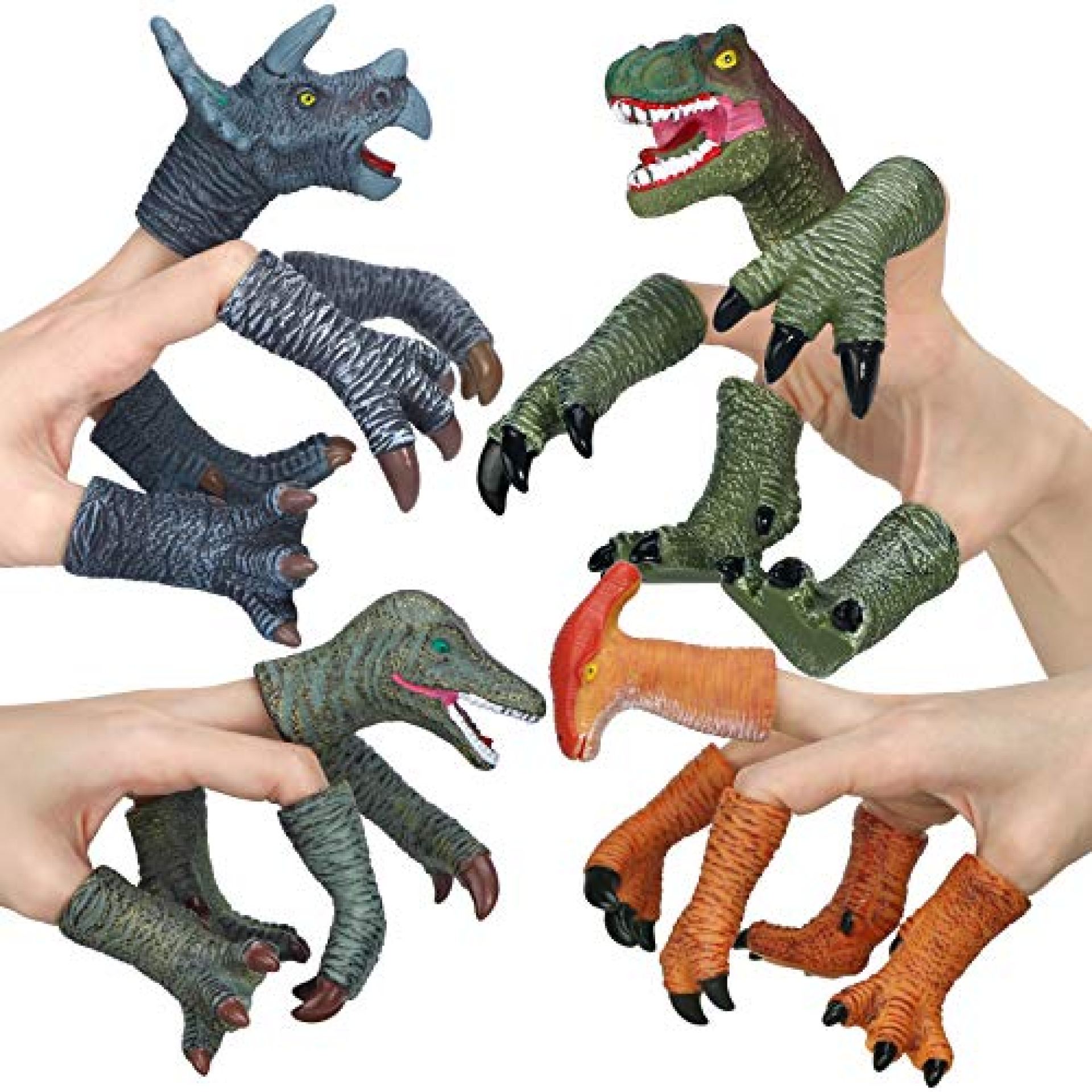 COGO MAN Dinosaur Toys Dinosaur Figure, Rubber Dinosaur Finger Puppets Set with Heads, Paws, and COGO MAN Dinosaur Toys Dinosaur Figure, Rubber Dinosaur Finger Puppets Set with Heads, Paws, and