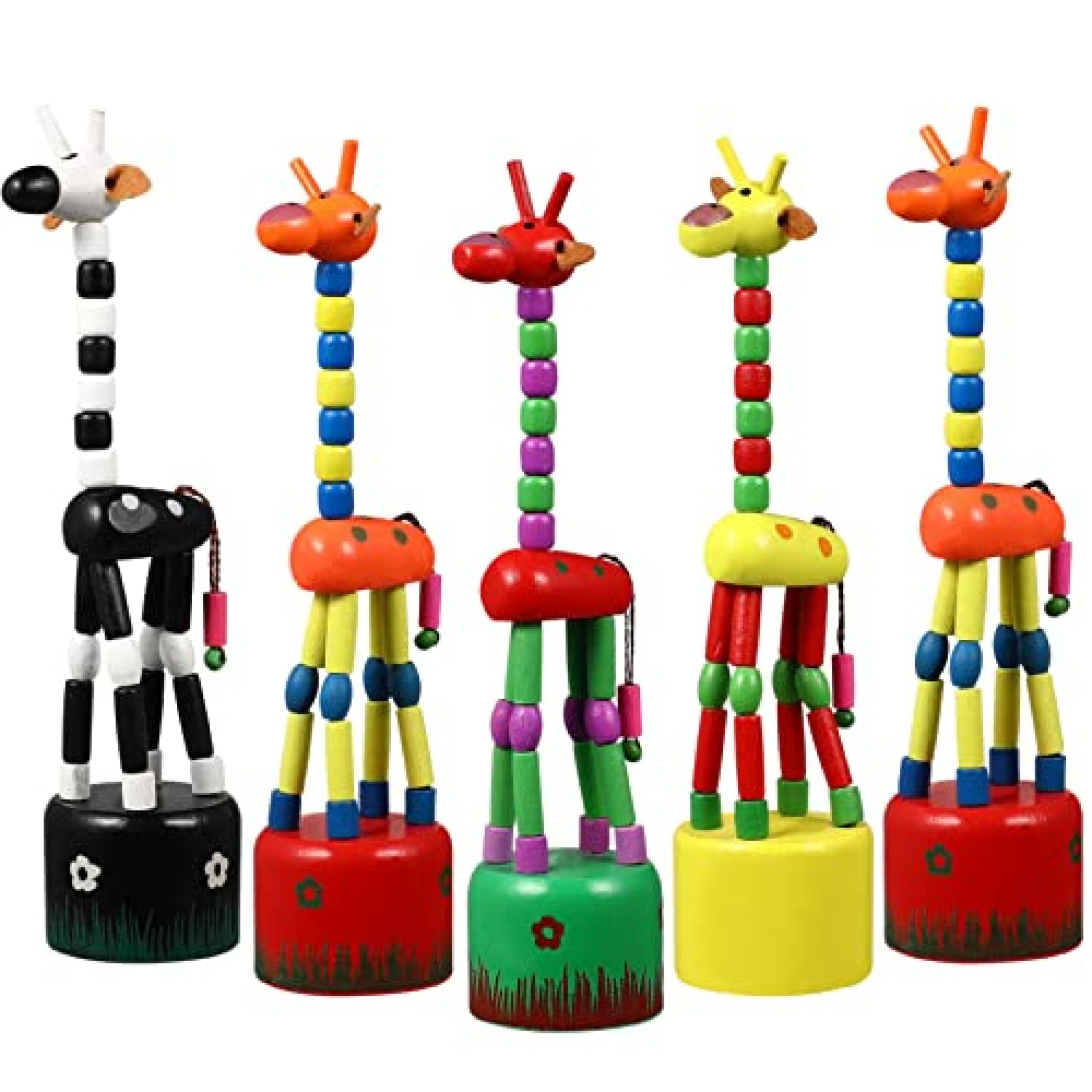 Giraffe Push Finger Puppets 5pcs Wooden Giraffe Dancing Rocking Figurine Toys Press Base Thumb Giraffe Push Finger Puppets 5pcs Wooden Giraffe Dancing Rocking Figurine Toys Press Base Thumb