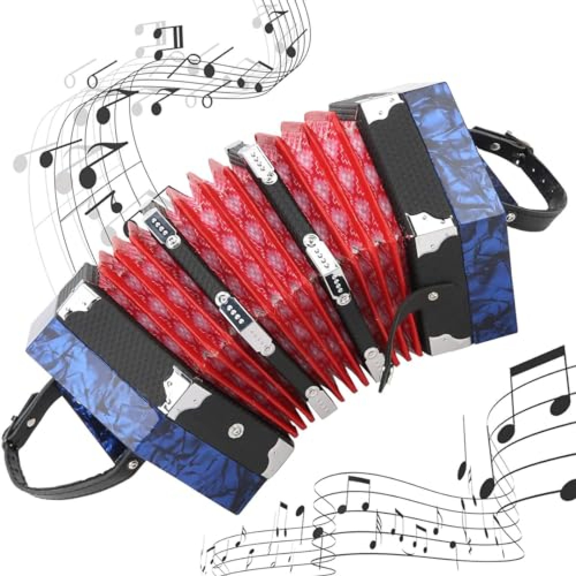 BACTI Concertina Instrument, Portable Accordion, with Adjustable Hand Strap, for Helps Develop BACTI Concertina Instrument, Portable Accordion, with Adjustable Hand Strap, for Helps Develop