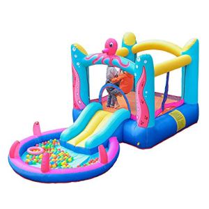LANGWEI Inflatable Bounce House Jumping Castle, Kids Party Water Park with Water Slide, Splash Pool