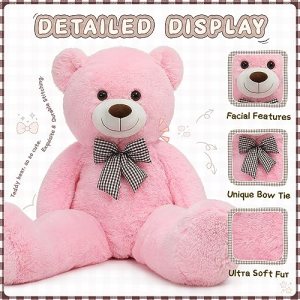 MorisMos 120 cm Giant Teddy Bear, Large XXL Cuddly Toy, Pink Large Teddy Bear, Cuddly Plush Toy,