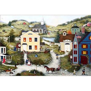 JW-MZPT Wooden Puzzle, 3000/4000/5000/6000 Piece American Village Oil Painting Anime Educational Toy