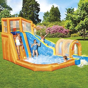 LANGWEI Kids Inflatable Water Slide Park with Blower, Water Park Jumping Castle Playhouse with