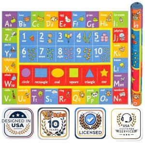 KC CUBS ABC Alphabet, Numbers and Shapes Educational Learning & Fun Game Play Area Non Slip Boy Girl