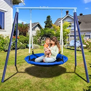 JYGOPLA 500lbs Saucer Swing with Frame, Kids Swing Set for Outdoor Backyard,1 45” Saucer Tree Swing