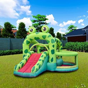 LANGWEI Kids Inflatable Bounce House Jumping Castle, Frog Shape Kids Party Water Park with Jumping