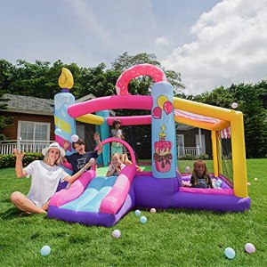 LANGWEI Inflatable Bounce House Playground, 3 in 1 Kids Jumping Castle Party with Slide and Splash