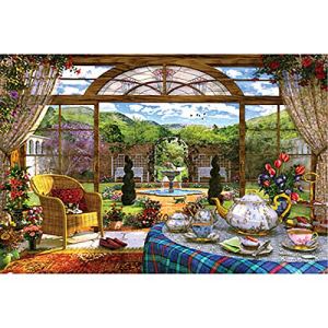 JW-MZPT Summer Garden Puzzle, IQ Challenge Wooden Assembly Puzzle Toy Educational Decompression Fun