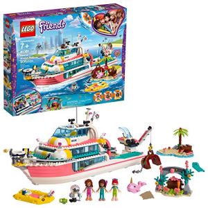 LEGO Friends Rescue Mission Boat 41381 Toy Boat Building Kit with Mini Dolls and Toy Sea Creatures,