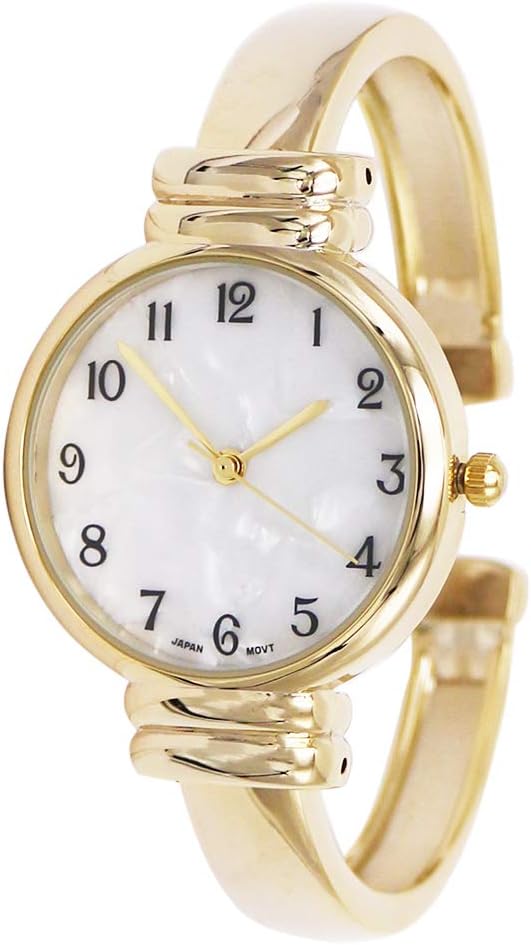 Rosemarie Collections Women’s Mother of Pearl Metal Cuff Watch (Gold) Rosemarie Collections Women’s Mother of Pearl Metal Cuff Watch (Gold)