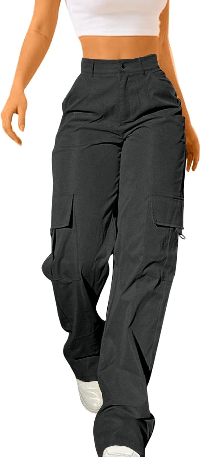 Cargo Pants for Women High Waisted Casual Pants Work Pants Baggy Stretchy Wide Leg Y2K Streetwear with Pockets Cargo Pants for Women High Waisted Casual Pants Work Pants Baggy Stretchy Wide Leg Y2K Streetwear with Pockets