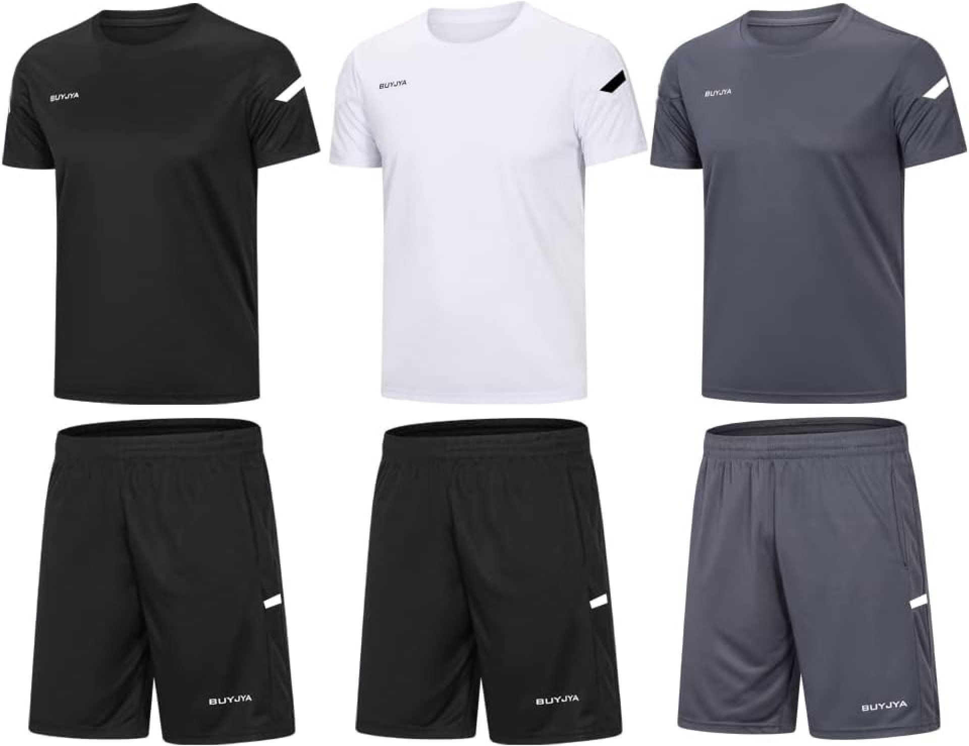 BUYJYA Men’s Workout Clothes Athletic Shorts Shirt Set 3 Pack Basketball Football Training Running Gym Christmas gifts BUYJYA Men’s Workout Clothes Athletic Shorts Shirt Set 3 Pack Basketball Football Training Running Gym Christmas gifts